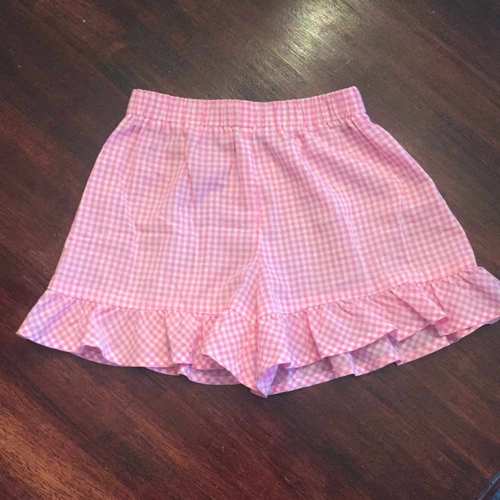 Pink Gingham ruffle shorts